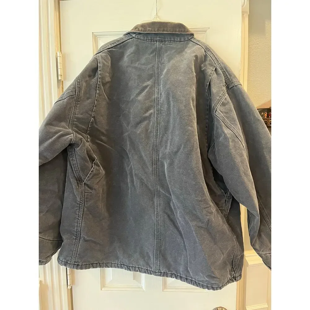 VTG Carhartt CO2PLT Blanket Lined Chore Jacket Men 2XL Aztec Grunge Blue Collar